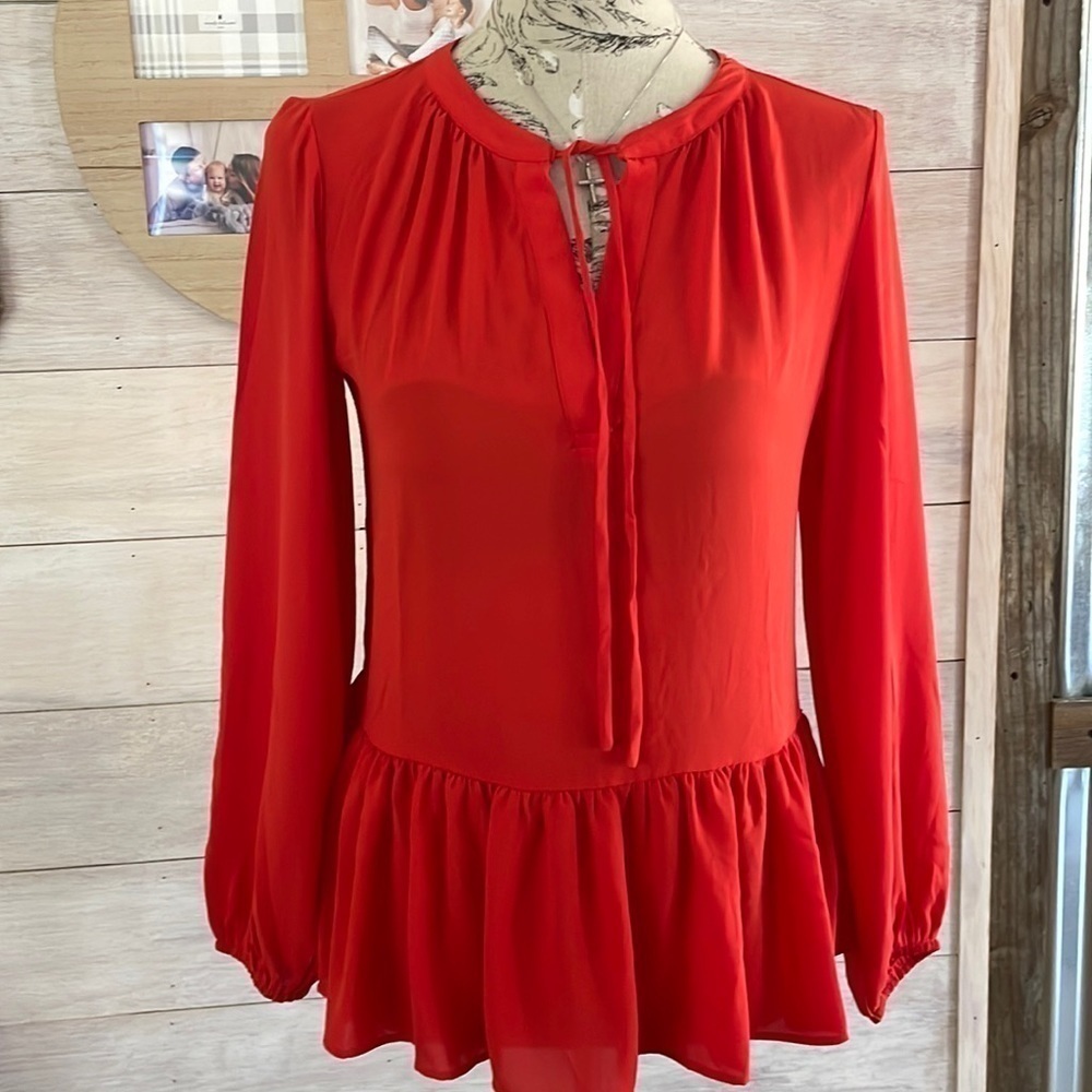 Loft Peplum Red Top XS